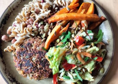 Hearty Retreat Food Bean Burger